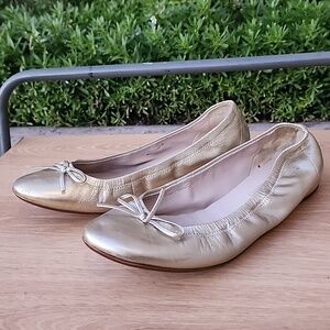 L.K. Bennett London Ballet Flats Ballerinas EU 39 Gold Metallic